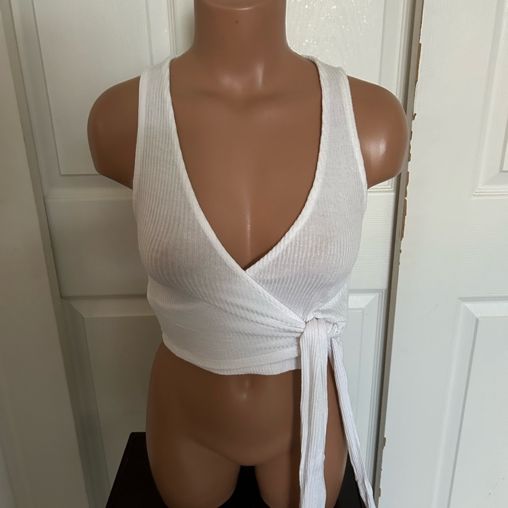 White Urban Outfitters Wrap Crop Top Size XS Brand New